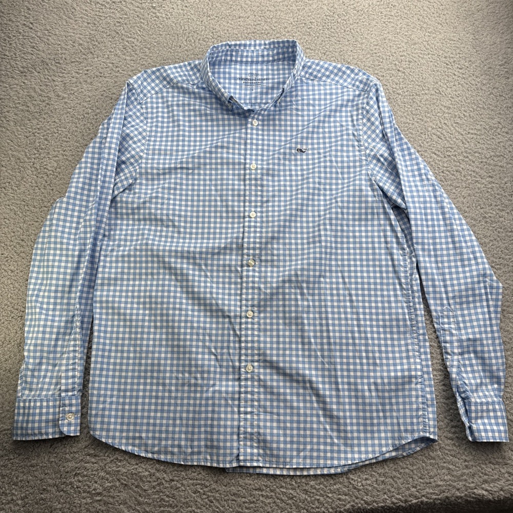 Vineyard Vines Classic Fit Whale Shirt Mens Large Long Sleeve Plaid Performance